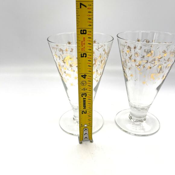 Vintage MCM Set of 2 Kahlua Celebration Atomic Cocktail Stemmed Glasses 5.25" - Picture 6 of 6